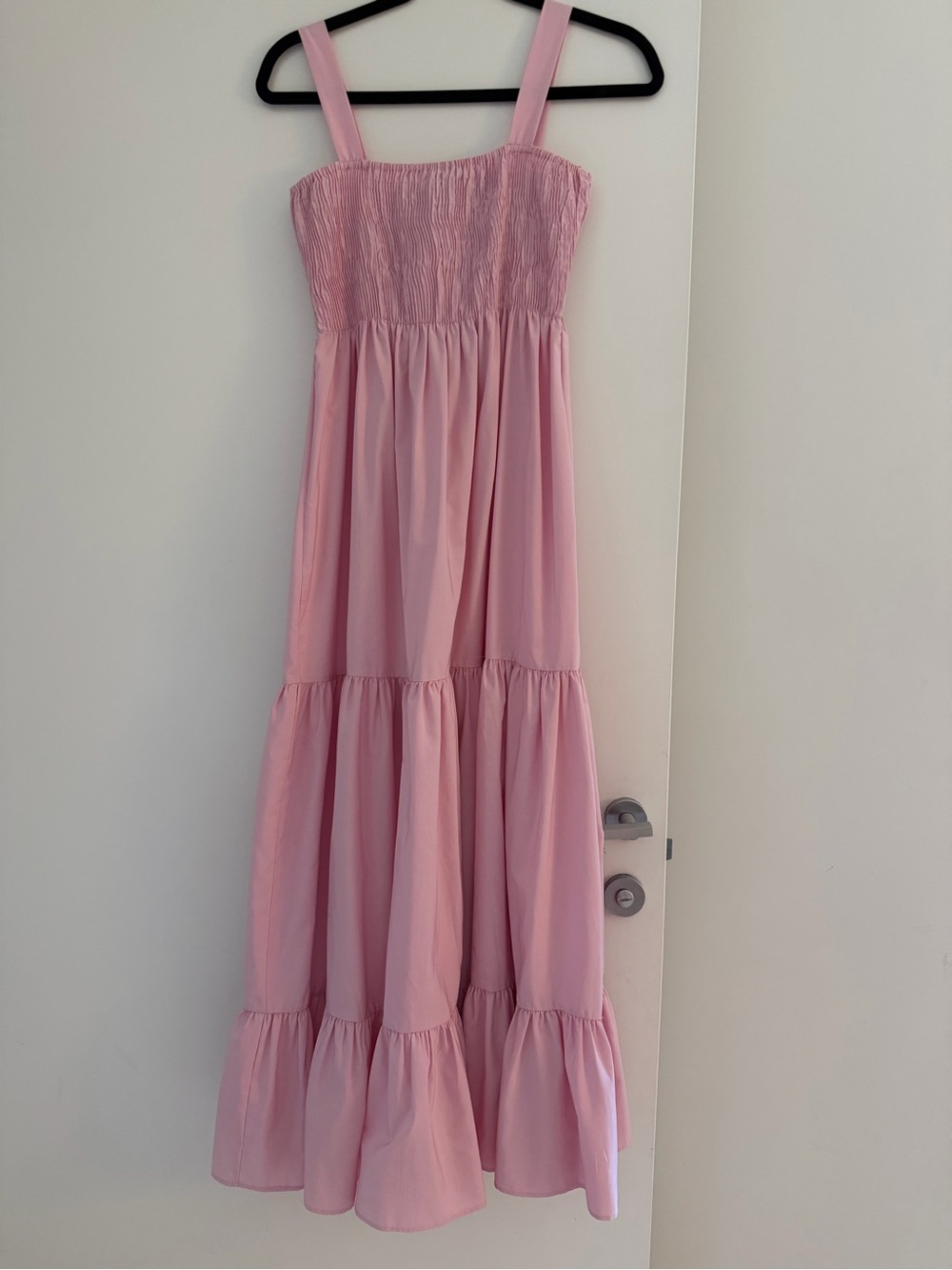 Zara Pink Tiered Maxi Dress with Smocked Bodice